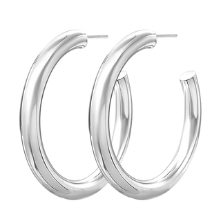 Round Tube Hoop Earring with Post in Sterling Silver (5 mm)