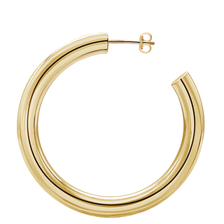 Round Tube Hoop Earring with Post in 14K Gold (5 mm)