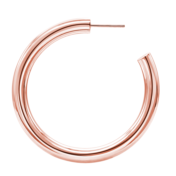 Round Tube Hoop Earring with Post in Sterling Silver (5 mm)