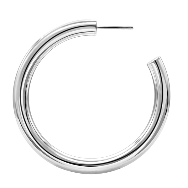 Round Tube Hoop Earring with Post in Sterling Silver (5 mm)