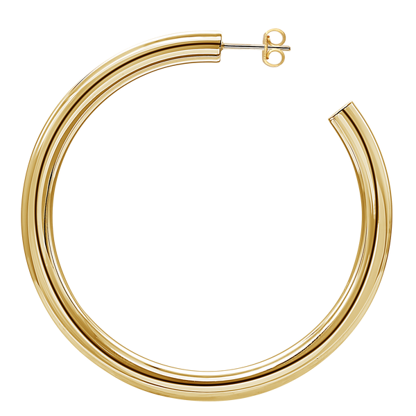 Round Tube Hoop Earring with Post in 14K Gold (5 mm)