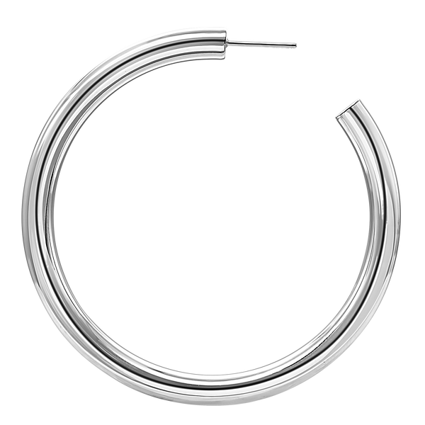 Round Tube Hoop Earring with Post in Sterling Silver (5 mm)