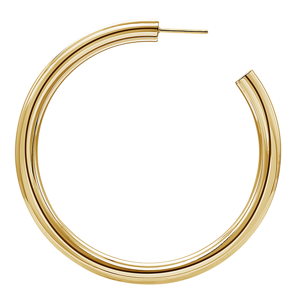 Round Tube Hoop Earring with Post in 14K Gold (5 mm)