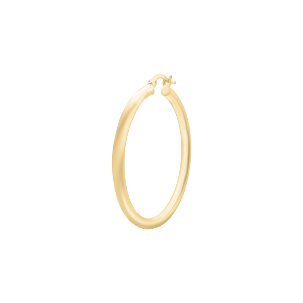 Round Tube Hoop Earring with Catch & Joint in 14K Gold (3 mm)