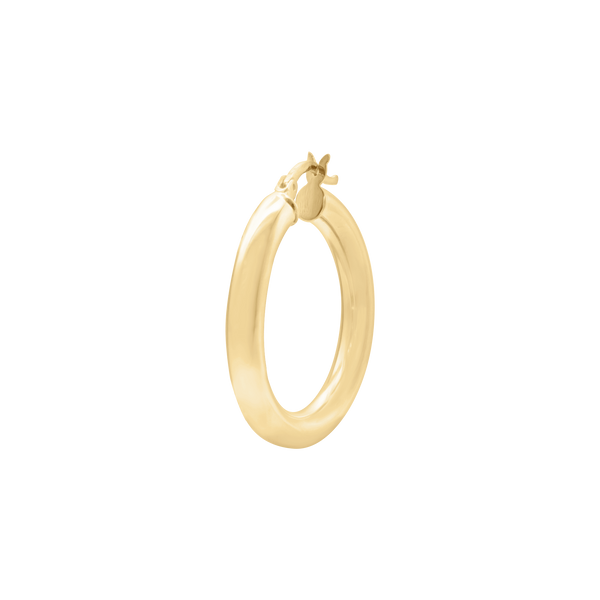 Round Tube Hoop Earring with Catch & Joint in 14K Gold (4 mm)