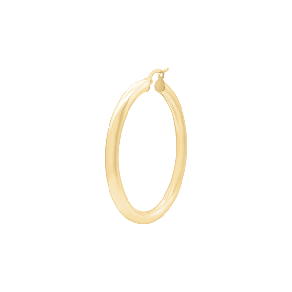 Round Tube Hoop Earring with Catch & Joint in 14K Gold (4 mm)