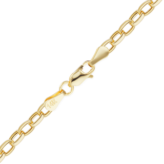 Finished Hollow Oval Rolo Anklet in 14K Yellow Gold (2.10 mm - 3.20 mm)