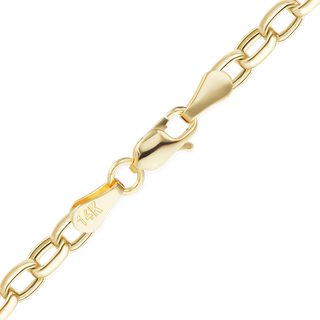 Finished Hollow Oval Rolo Bracelet in 14K Yellow Gold (2.10 mm - 3.20 mm)