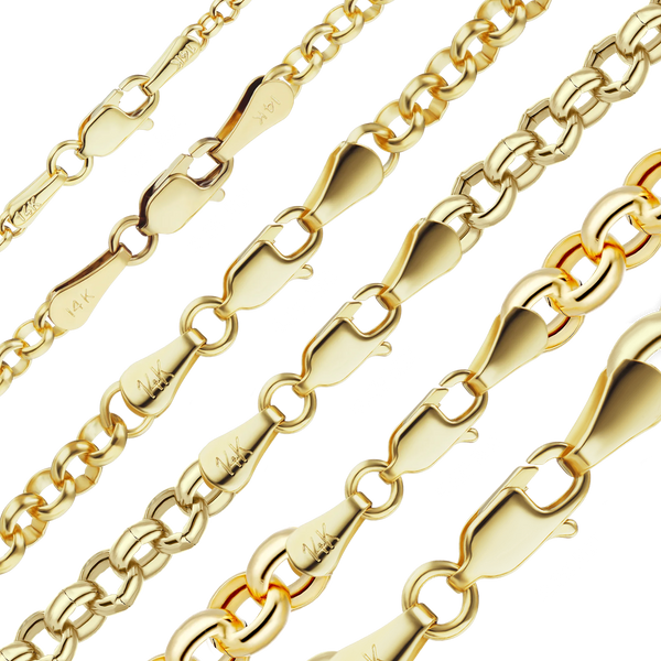 Finished Semi-Solid Round Rolo Necklace in 14K Yellow Gold (2.50 mm - 8.00 mm)