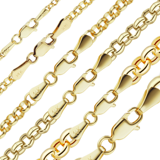 Finished Semi-Solid Round Rolo Necklace in 14K Yellow Gold (2.50 mm - 8.00 mm)