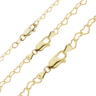 Finished Classic Heart Anklet in 14K Yellow Gold (1.80 mm - 3.90 mm)