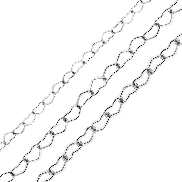 Bulk / Spooled Single Heart Chain in Sterling Silver (1.80 mm - 3.00 mm)