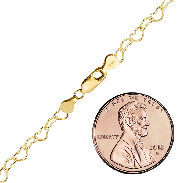 Finished Classic Heart Anklet in 14K Gold-Filled (2.80 mm - 3.50 mm)