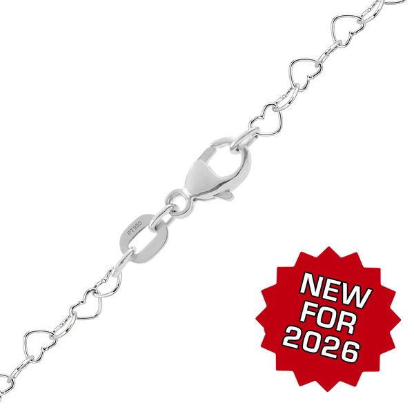 Finished Classic Heart Cable Bracelet in Platinum (2.90 mm)