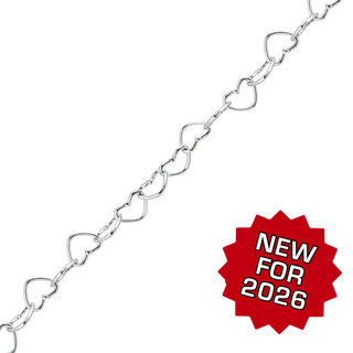 Bulk / Spooled Classic Heart Chain in Platinum (2.90 mm)