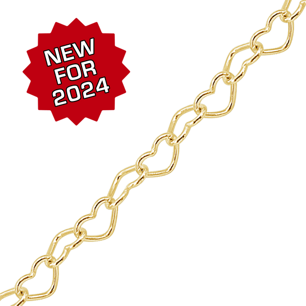 Bulk / Spooled Classic Heart Chain in 14K Gold-Filled (2.80 mm - 3.50 mm)