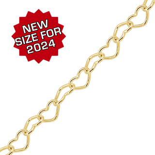 Bulk / Spooled Classic Heart Chain in 14K Yellow Gold (1.80 mm - 3.90 mm)
