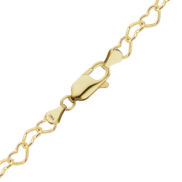 Finished Classic Heart Anklet in 14K Yellow Gold (1.80 mm - 3.90 mm)