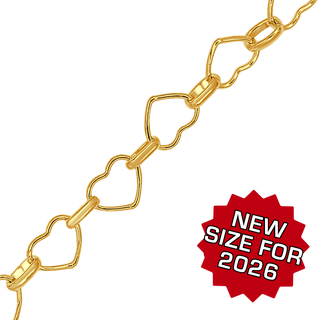 Bulk / Spooled Alternating Heart Chain in 14K Gold-Filled (5.70 mm - 7.60 mm)