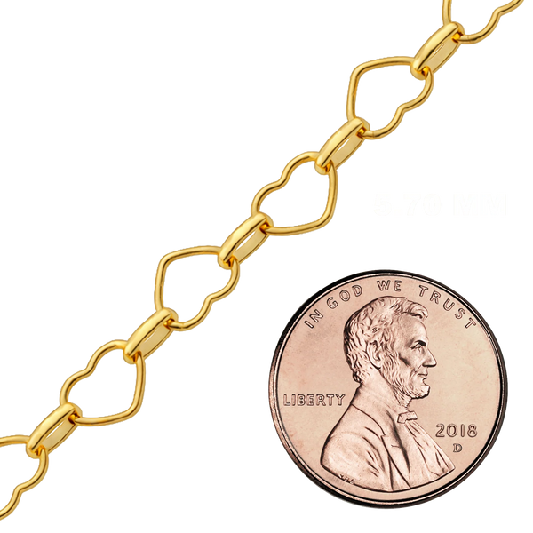Bulk / Spooled Alternating Heart Chain in 14K Gold-Filled (5.70 mm - 7.60 mm)
