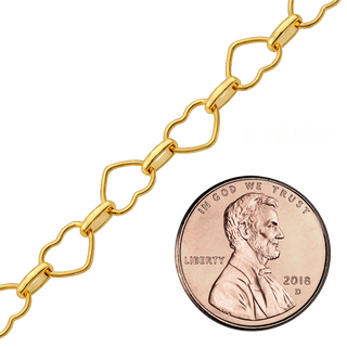 Bulk / Spooled Alternating Heart Chain in 14K Gold-Filled (5.70 mm - 7.60 mm)
