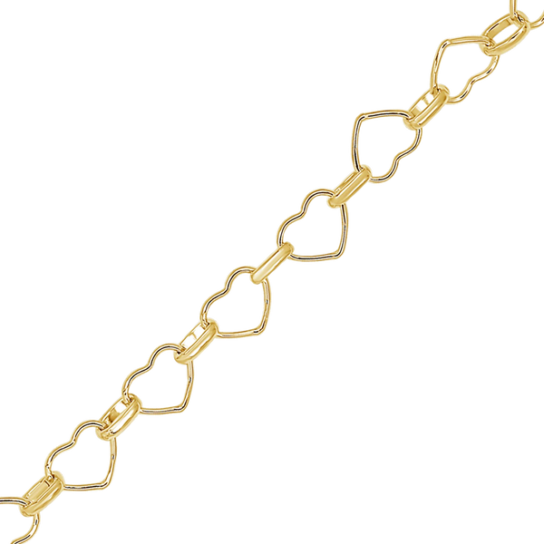 Bulk / Spooled Alternating Heart Chain in 14K Gold-Filled (7.60 mm)