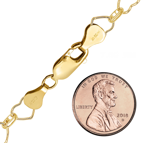 Finished Alternating Heart Bracelet in 14K Gold-Filled (7.60 mm)
