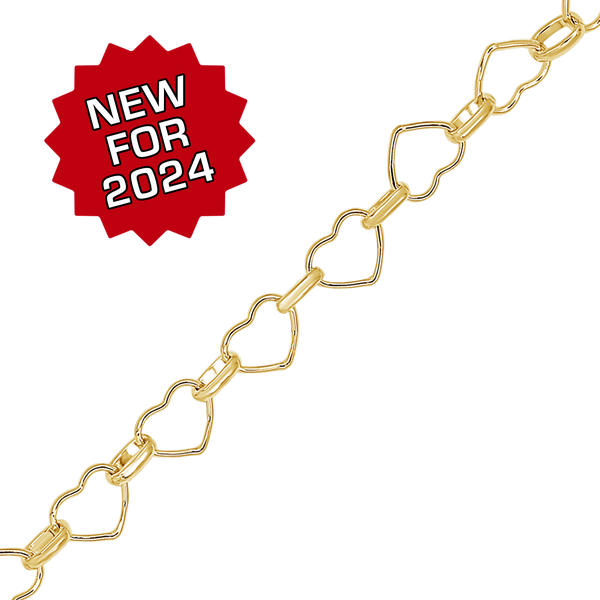 Bulk / Spooled Alternating Heart Chain in 14K Gold-Filled (7.60 mm)