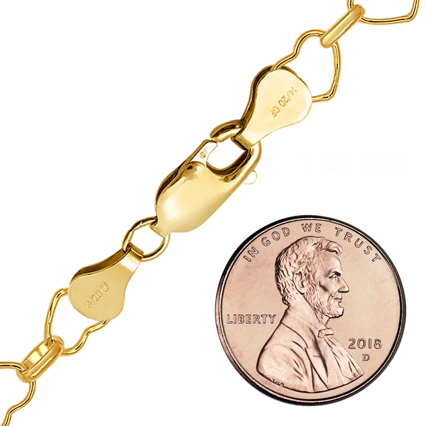 Finished Alternating Heart Anklet in 14K Gold-Filled (5.70 mm - 7.60 mm)