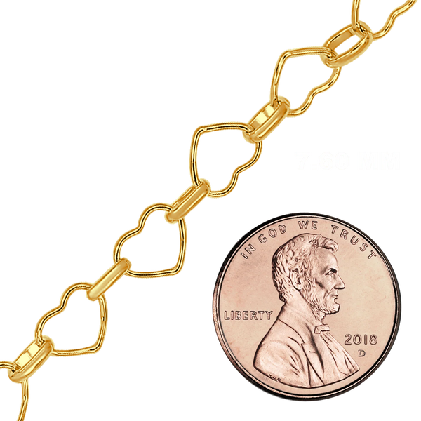 Bulk / Spooled Alternating Heart Chain in 14K Gold-Filled (5.70 mm - 7.60 mm)