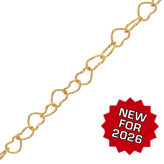 Bulk / Spooled Textured Alternating Heart Chain in 14K Gold-Filled (3.70 mm)