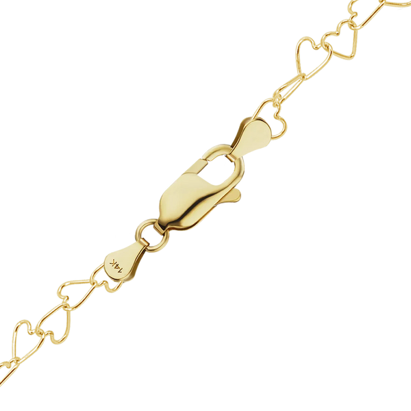 Finished Tall Heart Anklet in 14K Yellow Gold (3.00 mm)