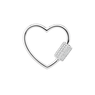 Heart Screw On/Off Chain Connectors / Charm Hangers / Carabiners with CZs (19.8 x 24 mm)