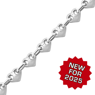 Bulk / Spooled Puffed Heart Chain in Sterling Silver (4.30 mm - 8.00 mm)