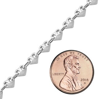 Bulk / Spooled Puffed Heart Chain in Sterling Silver (4.30 mm - 8.00 mm)