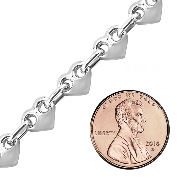 Bulk / Spooled Puffed Heart Chain in Sterling Silver (4.30 mm - 8.00 mm)