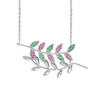 Colorful Branches Necklace with Cubic Zirconia in Sterling Silver (38 x 18 mm)
