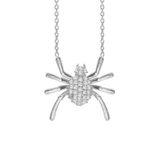 Spider Necklace with Cubic Zirconia in Sterling Silver (18 x 19 mm)