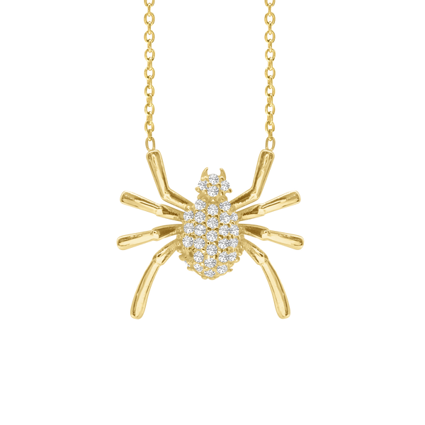 Spider Necklace with Cubic Zirconia in Sterling Silver (18 x 19 mm)