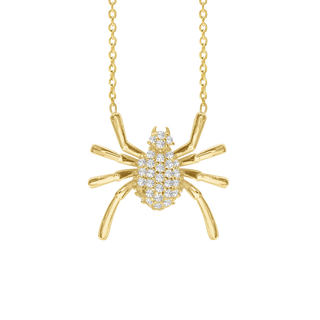 Spider Necklace with Cubic Zirconia in Sterling Silver (18 x 19 mm)