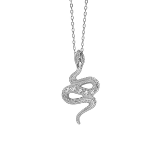Snake Necklace with Cubic Zirconia in Sterling Silver (25 x 13 mm)