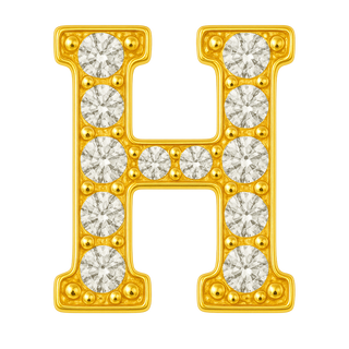Large Initial Charm with Natural Diamonds Finding in 14K Gold (8 mm)