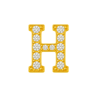 Large Initial Charm with Natural Diamonds Finding in 14K Gold (8 mm)