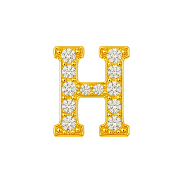 Large Initial Charm with Natural Diamonds Finding in 14K Gold (8 mm)