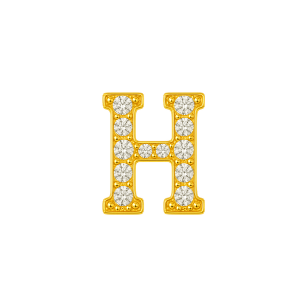 Large Initial Charm with Lab Grown Diamonds Finding in 14K Gold (8 mm)