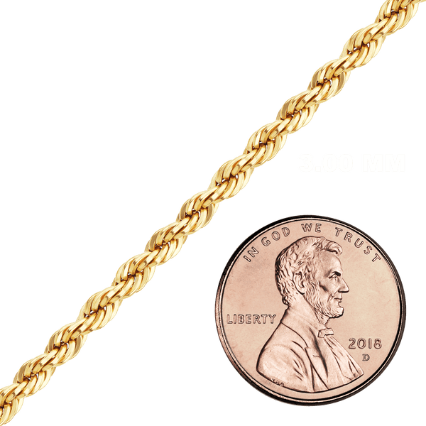 Bulk / Spooled Handmade Solid Rope Chain in 14K Gold-Filled (2.30 mm - 4.00 mm)