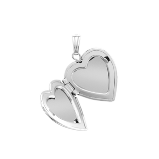 Mother Engraved Design of Pearl Heart Locket in Sterling Silver with Optional Engraving (28 x 19 mm)