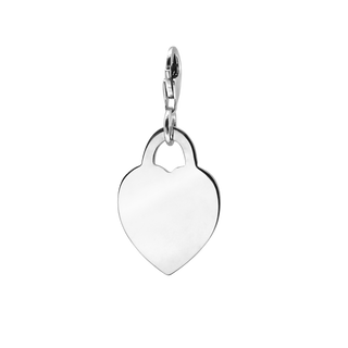 Heart and Lock Charm in Sterling Silver (43 x 20 mm)