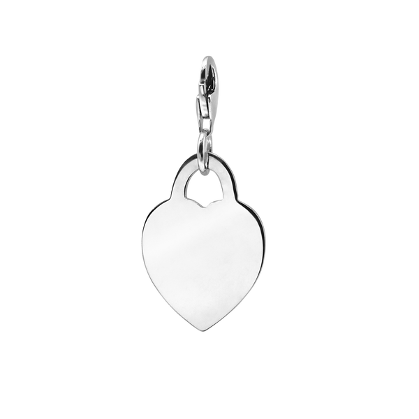 Heart and Lock Charm in Sterling Silver (43 x 20mm)