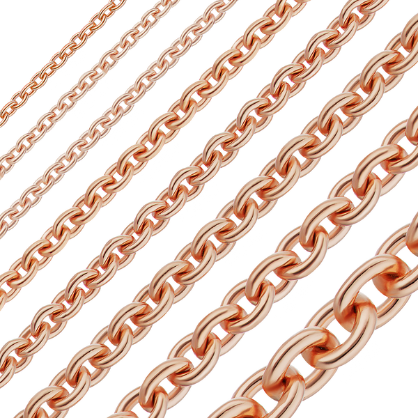 Bulk / Spooled Heavy Round Cable Chain in 14K & 18K Pink Gold (0.70 mm - 3.00 mm)